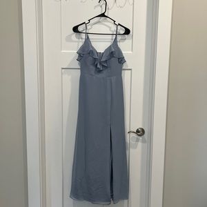 Azazie dusty blue bridesmaid dress
